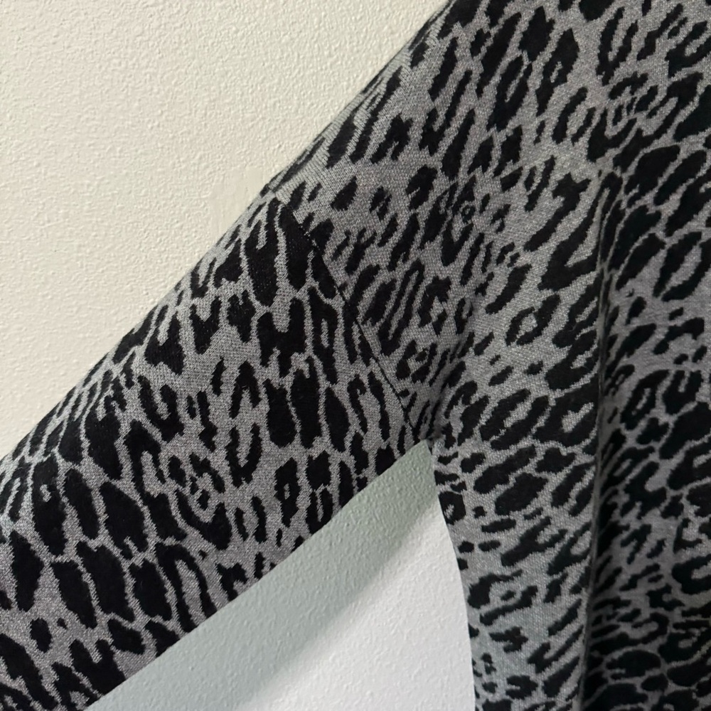 Equipment Femme Fenwick Leopard-Print Cardigan Wool Cashmere Black Gray Long -XL - Picture 5 of 11